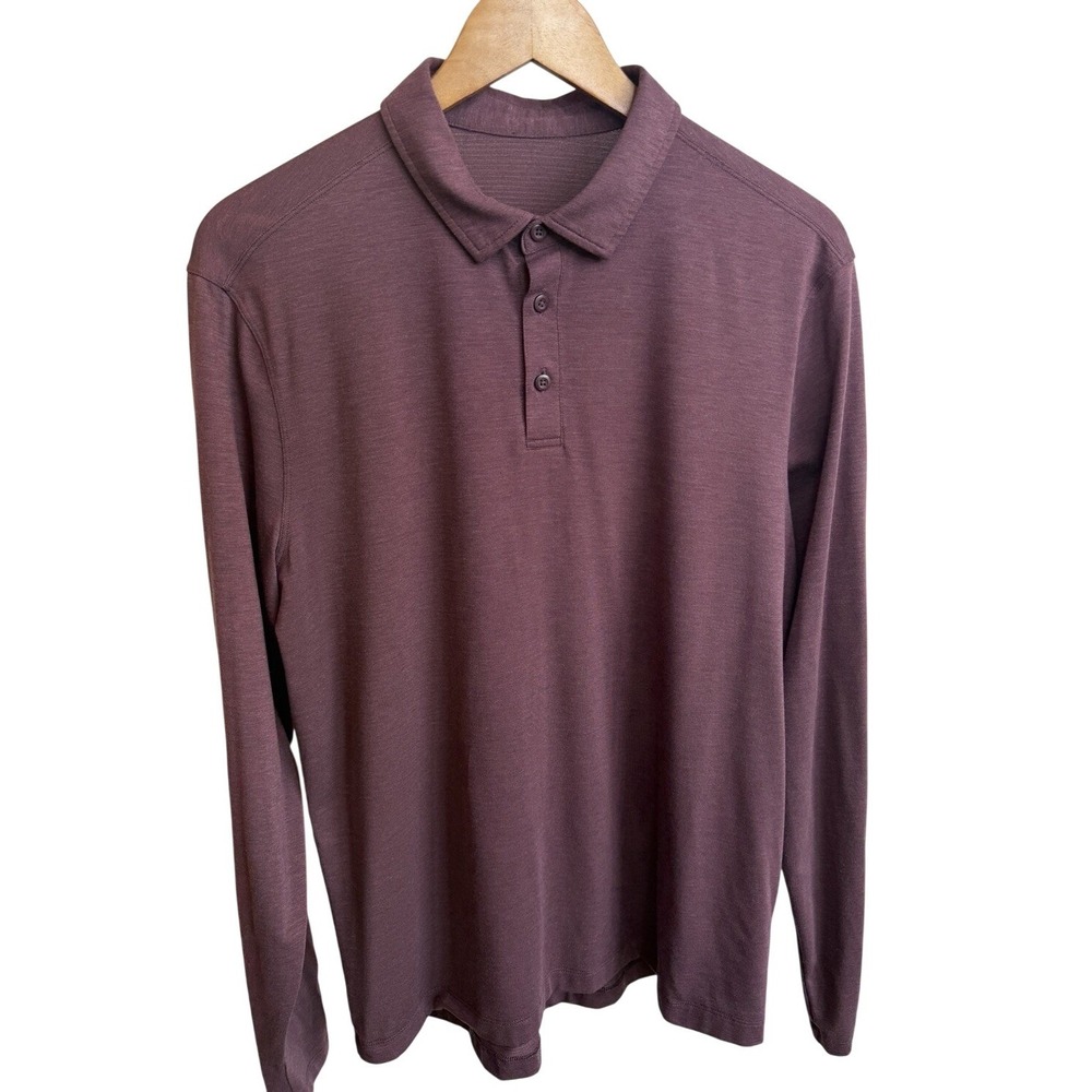 Lululemon Evolution Polo Shirt Mens Large Red Long Sleeve Casual Knit Top